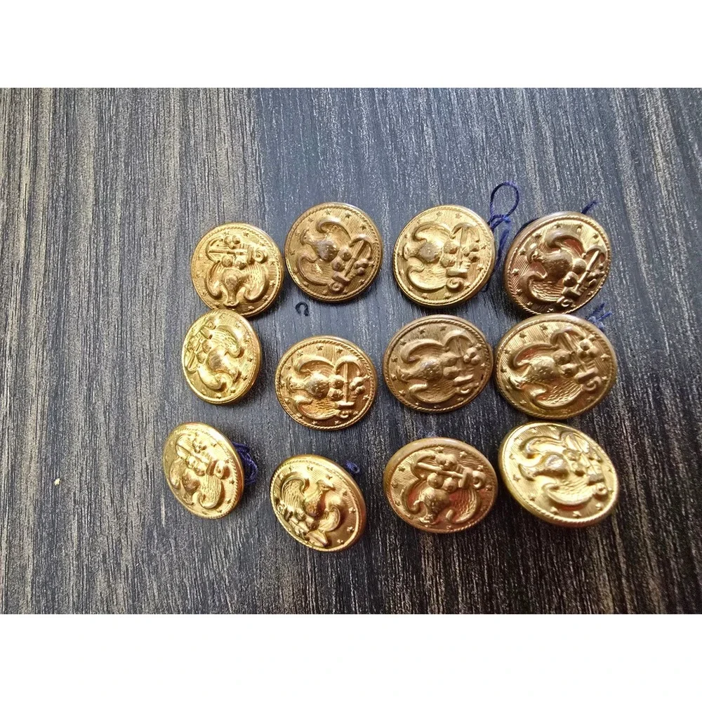 12pc‎ Vintage US Navy Eagle Anchor Brass Buttons Military Uniform Gold Tone Set
